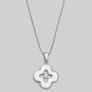 JESSIE SILVER MOTHER OF PEARL CLOVER NECKLACE